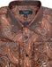 Mens Paisley Shirts - Club Fashion Dress Shirt Spread Collar in  Color Brick