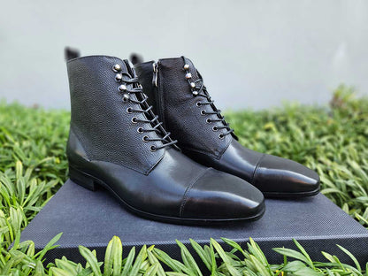 Carrucci Leather Brogue Cap Toe Boot
