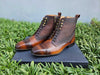 Carrucci Leather Brogue Cap Toe Boot