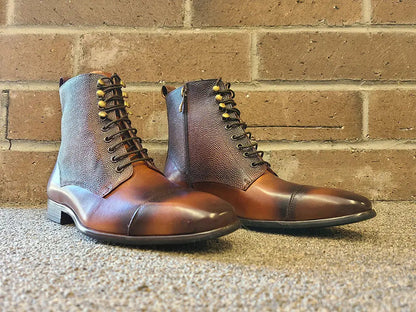 Carrucci Leather Brogue Cap Toe Boot