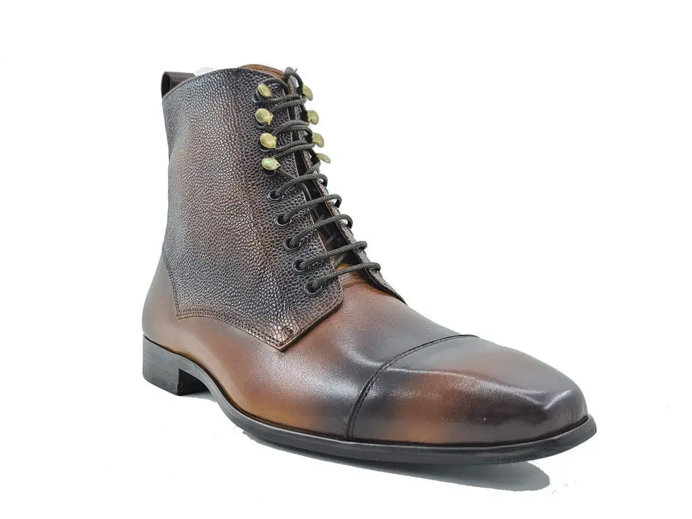 Carrucci Leather Brogue Cap Toe Boot