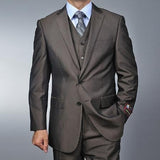 Men's Brown Teakweave 2-button Vested 2 Piece Suits - Two piece Business suits Suit