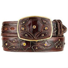 Men's Burnished Brown Original Eel Skin Fashion Western Hand Crafted Belt