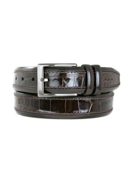 Men's Mezlan Belts Brand Genuine Crocodile Brown Cinturon De Cocodrilo