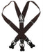 Solid Dark Brown Suspenders For Men. Elastic Y-Back Button & Clip-On