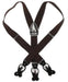 Solid Dark Brown Suspenders For Men. Elastic Y-Back Button & Clip-On