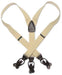 Solid Cream Dark Brown Suspenders For Men Elastic Y-Back Button & Clip