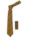 Men's Geometric Brown with Multicolor Striped Squares Necktie Includes Hanky Set - Men's Neck Ties - Mens Dress Tie - Trendy Mens Ties