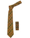 Men's Geometric Brown with Multicolor Striped Squares Necktie Includes Hanky Set - Men's Neck Ties - Mens Dress Tie - Trendy Mens Ties
