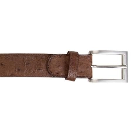 Men's Burnished Brown Original Ostrich Full Quill Skin Western Style Hand Crafted Belt main image 0