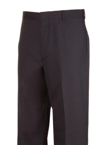 Men's Classic Fit Solid Black Adjustable Waist Polyester Pleated Tuxedo Pants unhemmed unfinished bottom main image 1