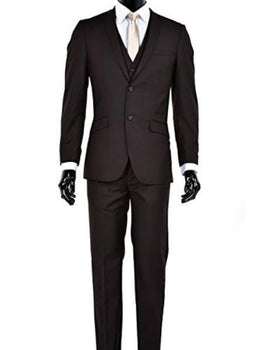 Men's Slim Fit 2 Button Vested Suit Brown