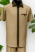 Mens Brown Tan Houndstooth Short Sleeve Walking Suit