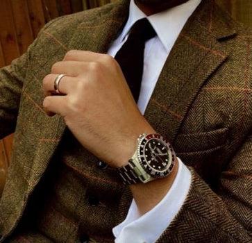 Brown Tweed Suit - Taupe Plaid Herringbone Suit - Vintage Suit