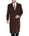 Men's Dress Coat 3 Buttons Brown Full Length %65 Wool Blend Overcoat Top Coat