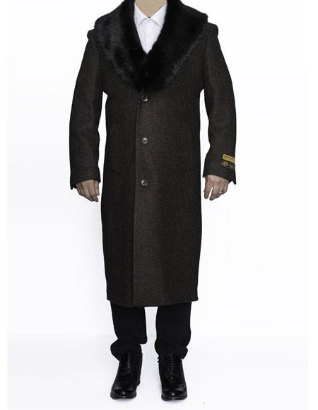 Men's Brown Winter Men's Topcoat Sale