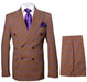 Vintage Suit - Rossiman Suit - Brown and Blue Mix Windowpane Suit - Glen Plaid Suit