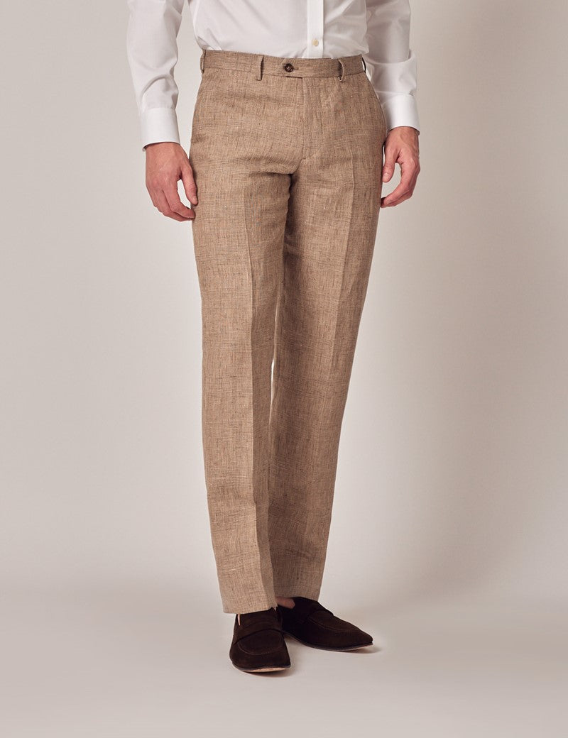 Mens Linen Suit For Beach Wedding - Summer Suit in Brown