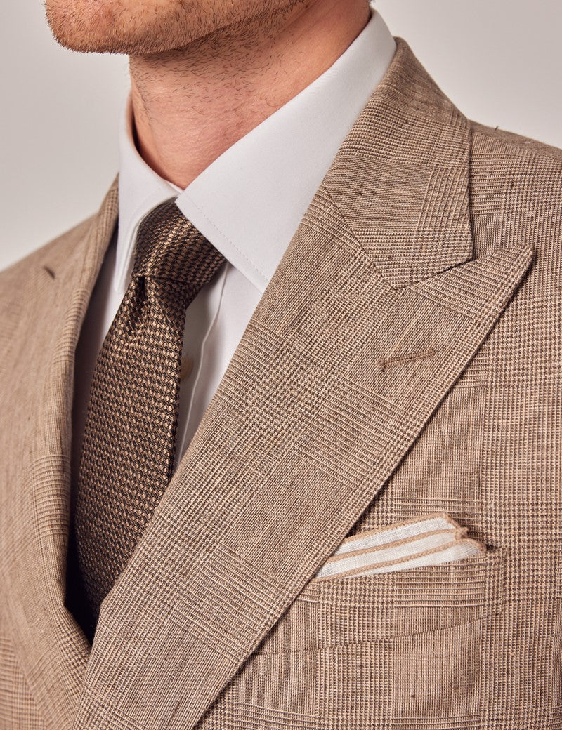 Mens Linen Suit For Beach Wedding - Summer Suit in Brown