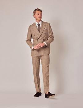 Mens Linen Suit For Beach Wedding - Summer Suit in Brown