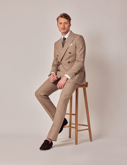 Mens Linen Suit For Beach Wedding - Summer Suit in Brown