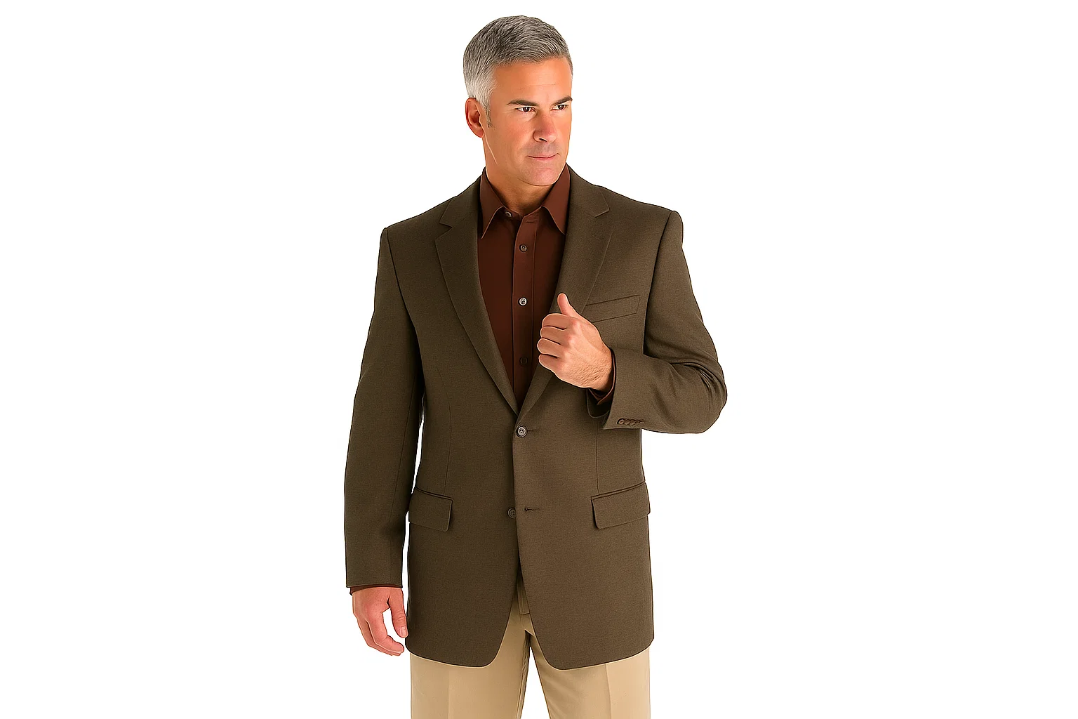 Men's 2 Button Designer Casual Cheap Priced Fashion Blazer Dress Jacket Brown Check Sport Coat - Image 2