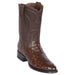 Los Altos Men's Full Quill Ostrich Brown Roper Toe Boots