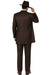 Men’s Brown Pinstripe 3-Piece Suit – Classic Wide Lapel Zoot Suit Classic Fit Pleated Pants