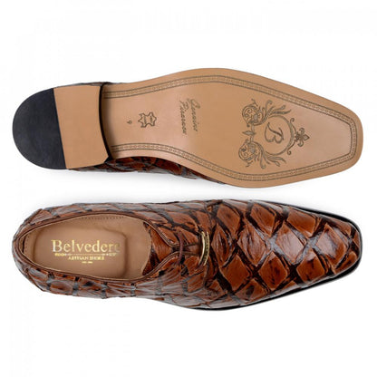 Belvedere Men's Brown Pirarucu Dress Shoes Renzo - Image 4