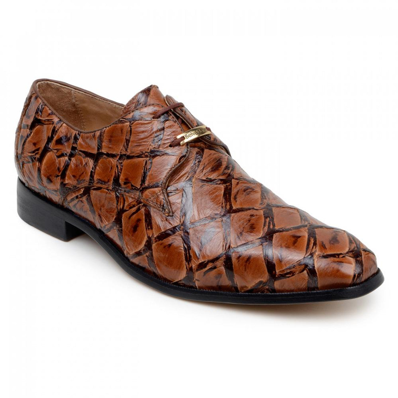 Belvedere Men's Brown Pirarucu Dress Shoes Renzo