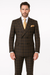 Men's Brown Plaid Double-Breasted Wool Suits – Classic Windowpane Two-Piece Formal Suits By Rossiman