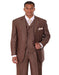 Three Button Suit - Classic Fit Pleated Pants - Mens 3 Button Vested Shiny Sharkskin Narrow Brown Pinstripe Suit