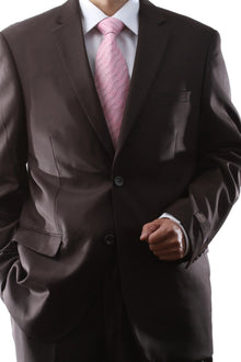 Men's Super 150's Brown Poly/Viscose Wool Feel 2pc Suit by Caravelli