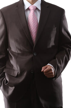 Men's Super 150's Brown Poly/Viscose Wool Feel 2pc Suit by Caravelli