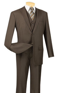 Mens Vinci Two Button Classic Brown Suit