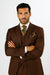 Three Button Suit - Classic Fit Pleated Pants - Mens Classic Fit 3 Button Vested Single Pleated Coco Brown Pant Suit