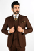 Three Button Suit - Classic Fit Pleated Pants - Mens Classic Fit 3 Button Vested Single Pleated Coco Brown Pant Suit