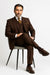 Three Button Suit - Classic Fit Pleated Pants - Mens Classic Fit 3 Button Vested Single Pleated Coco Brown Pant Suit