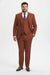 Men’s Orangish Rust Brown Three-Piece Suit –   Slim Fit Jacket, Vest and Tailored Pants in Brick Color