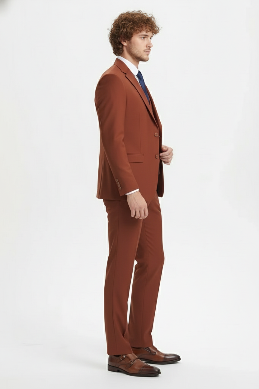 Brown Three-Piece Suit –   Slim Fit 