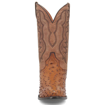 Dan Post Men’s Saddle Brown and Chocolate Tempe Full Quill Ostrich 12” Round Toe Leather Boot - Image 5