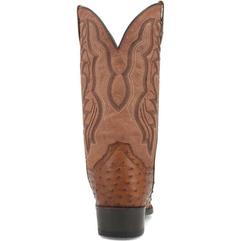 Dan Post Men’s Saddle Brown and Chocolate Tempe Full Quill Ostrich 12” Round Toe Leather Boot - Image 4
