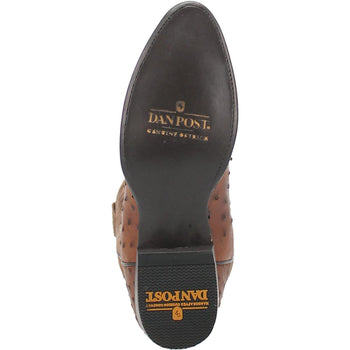 Dan Post Men’s Saddle Brown and Chocolate Tempe Full Quill Ostrich 12” Round Toe Leather Boot - Image 3
