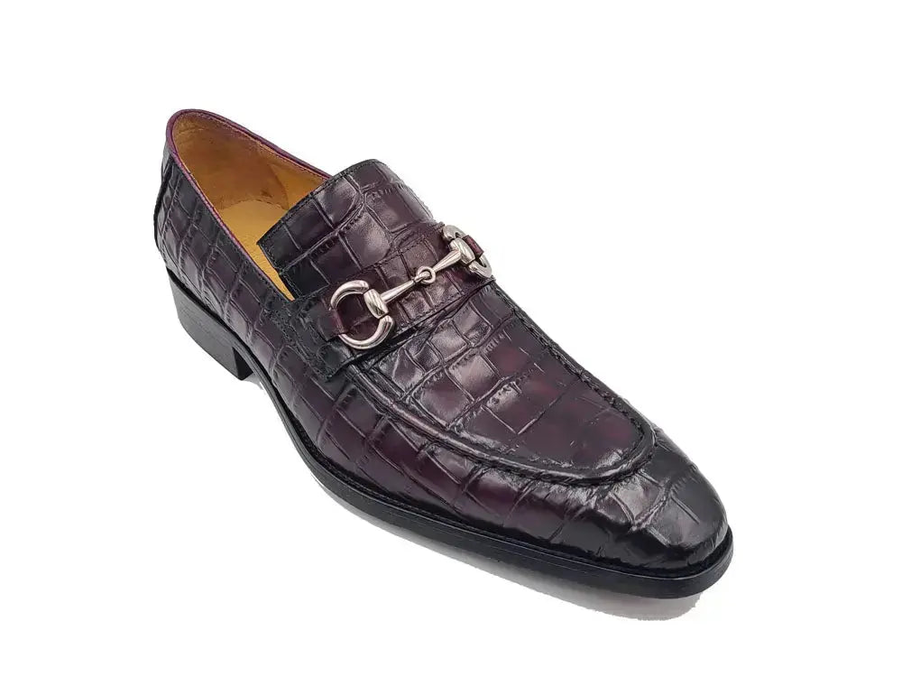 Carrucci Buckle Loafer: Gator Embossed Leather Loafer
