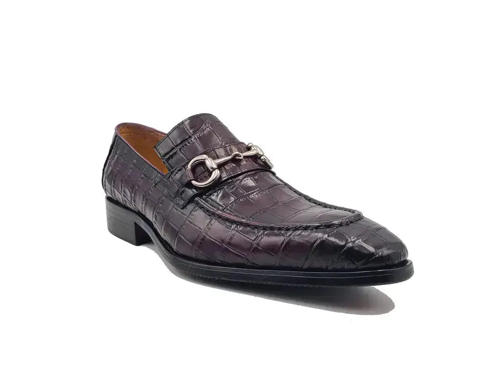 Carrucci Buckle Loafer: Gator Embossed Leather Loafer