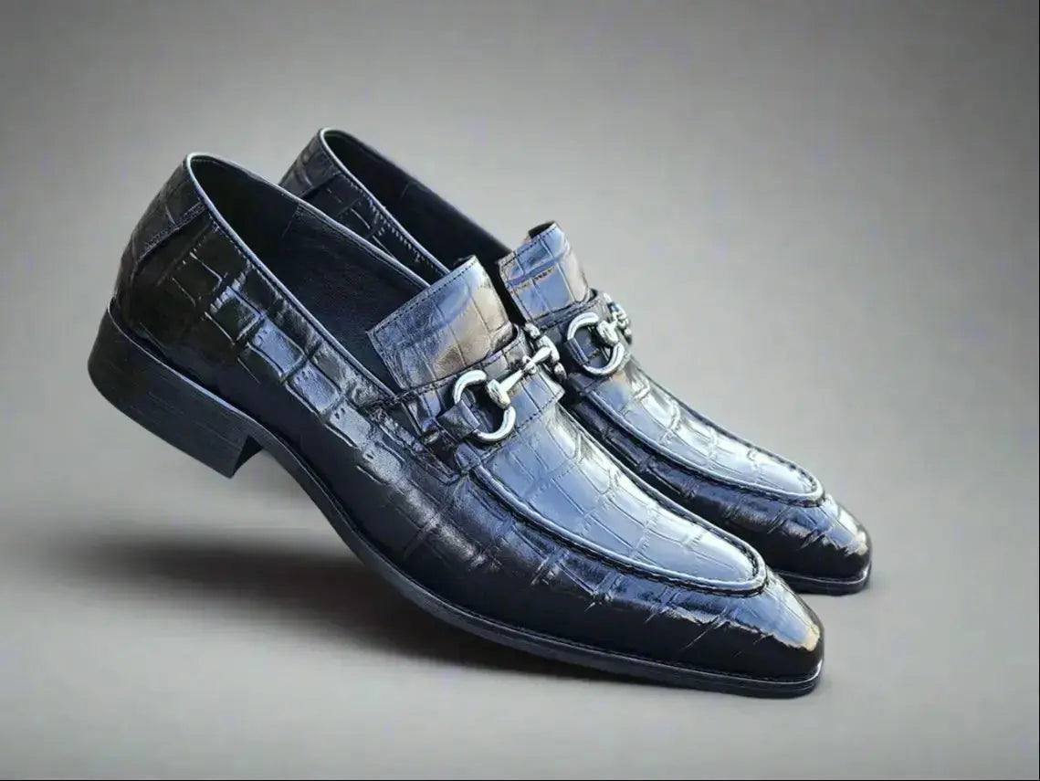Carrucci Buckle Loafer: Gator Embossed Leather Loafer