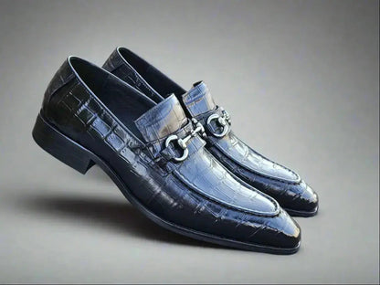 Carrucci Buckle Loafer: Gator Embossed Leather Loafer