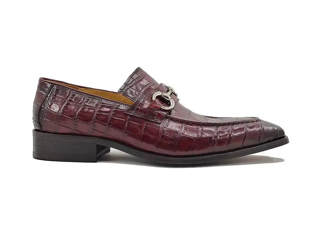Carrucci Buckle Loafer: Gator Embossed Leather Loafer