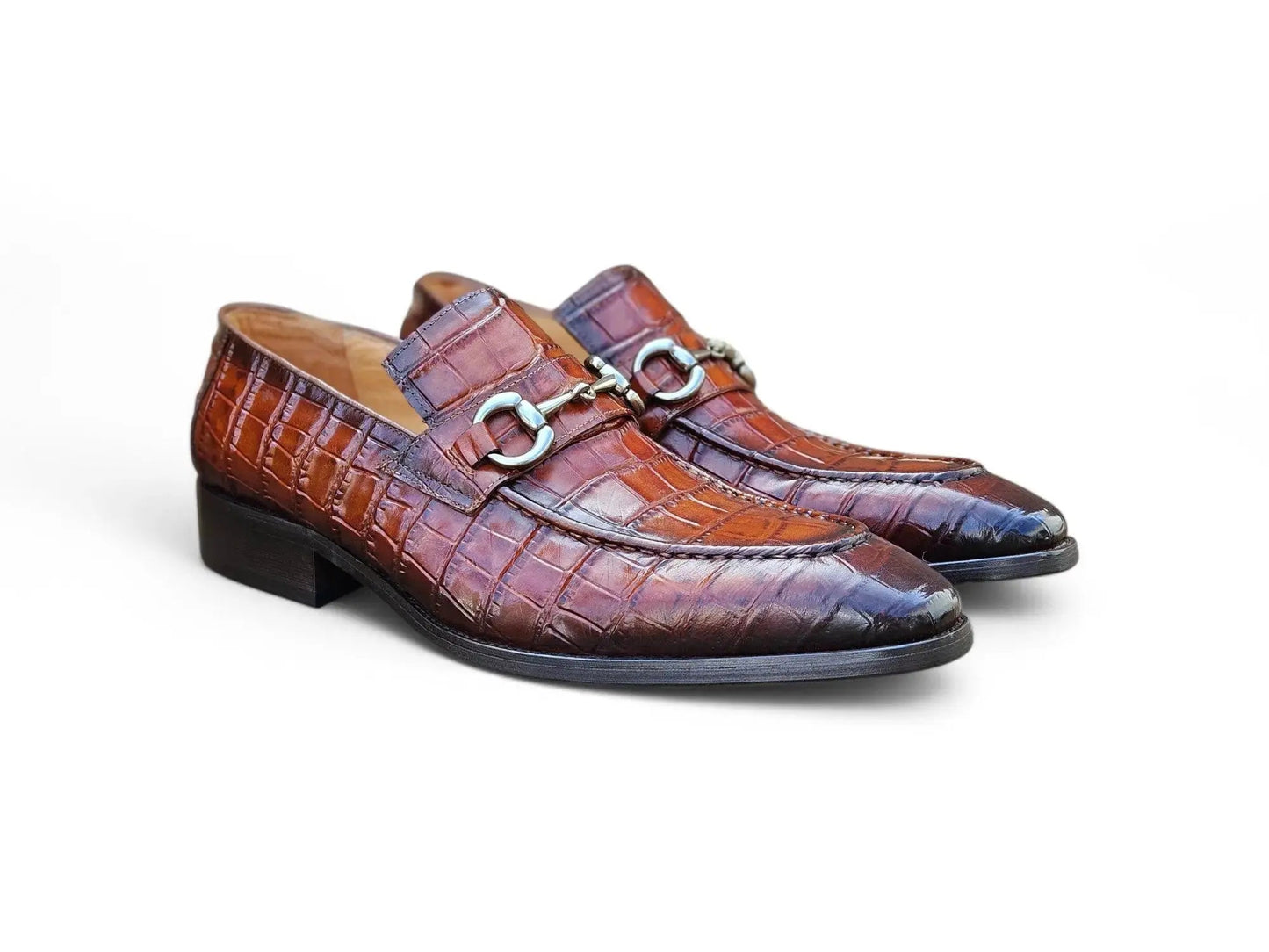 Carrucci Buckle Loafer: Gator Embossed Leather Loafer
