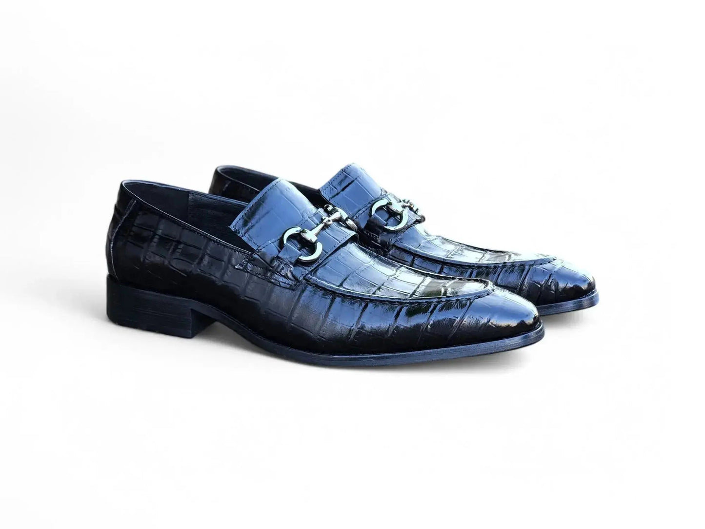 Carrucci Buckle Loafer: Gator Embossed Leather Loafer